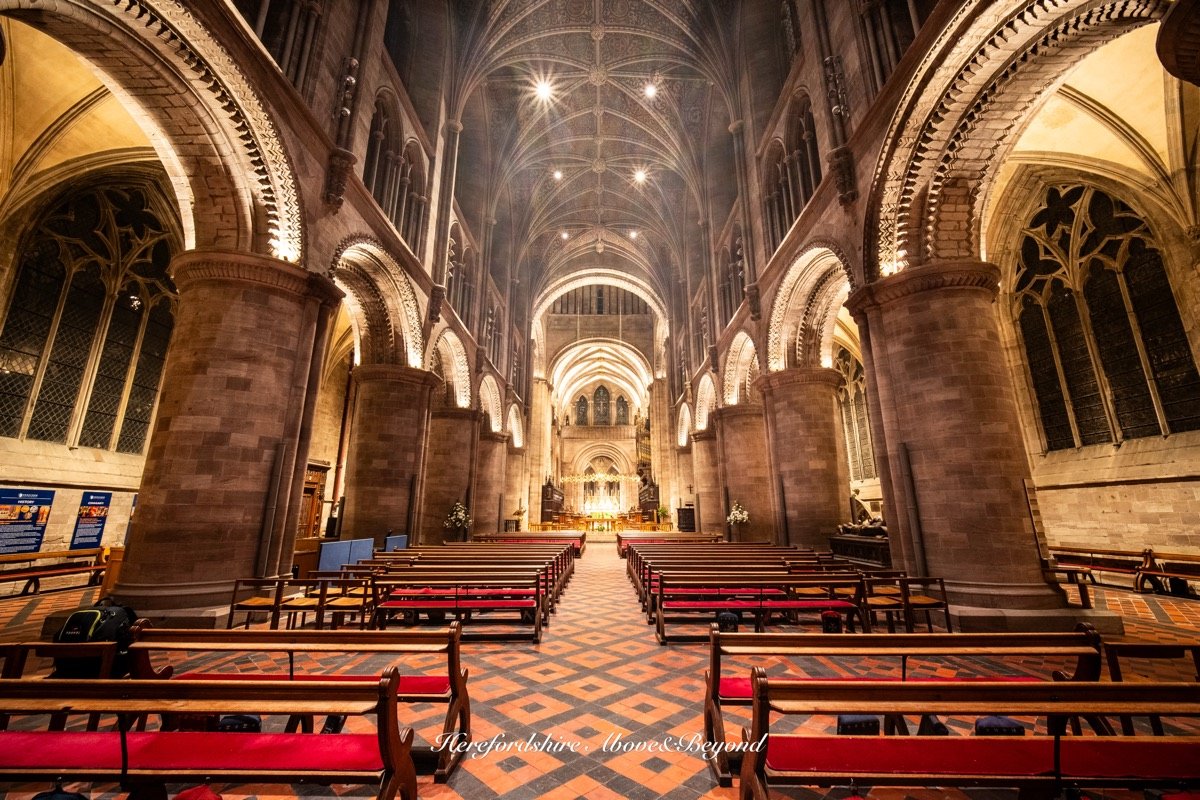 Interior of Hereford Cathedral nave